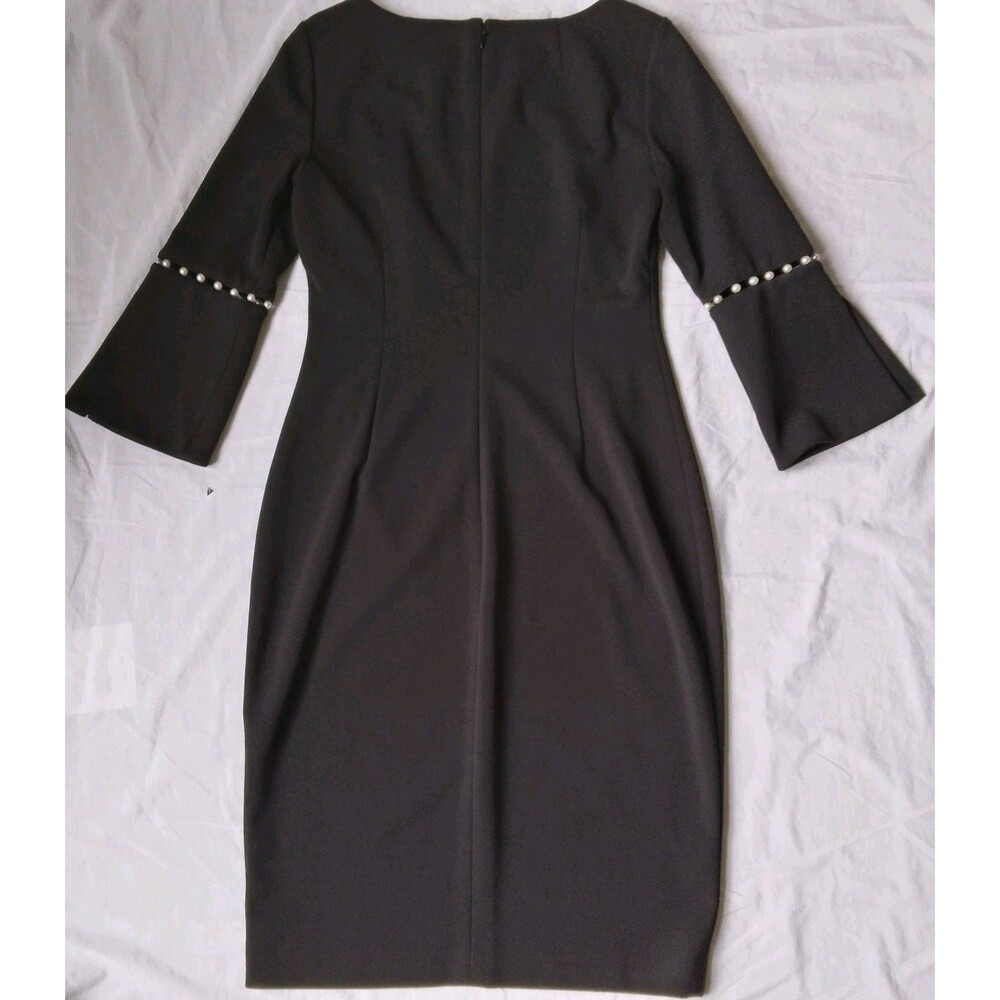 Calvin Klein Pearl-Trim Sheath Dress Knee Length Classic Party Womens 4 - Picture 10 of 12